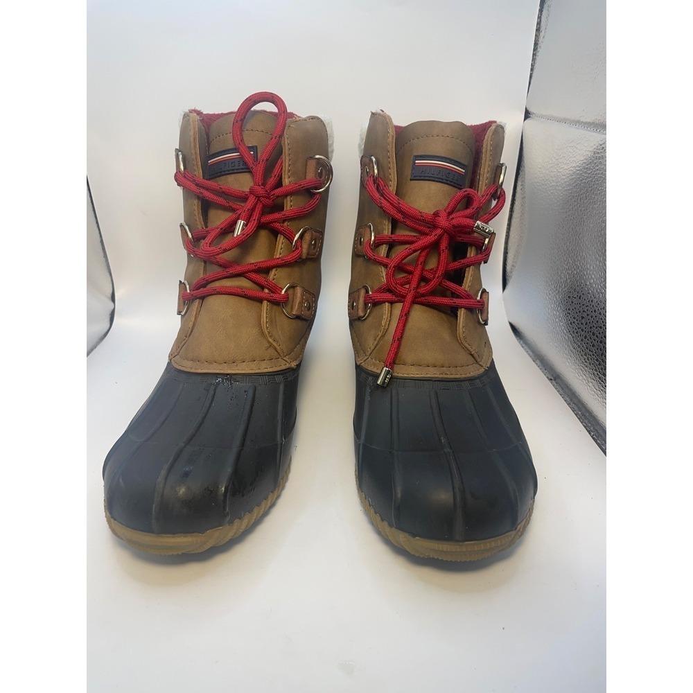 Tommy Hilfiger - Women's TWROZA3-SS Duck Boots Size 10m Brown Red Blue VGC